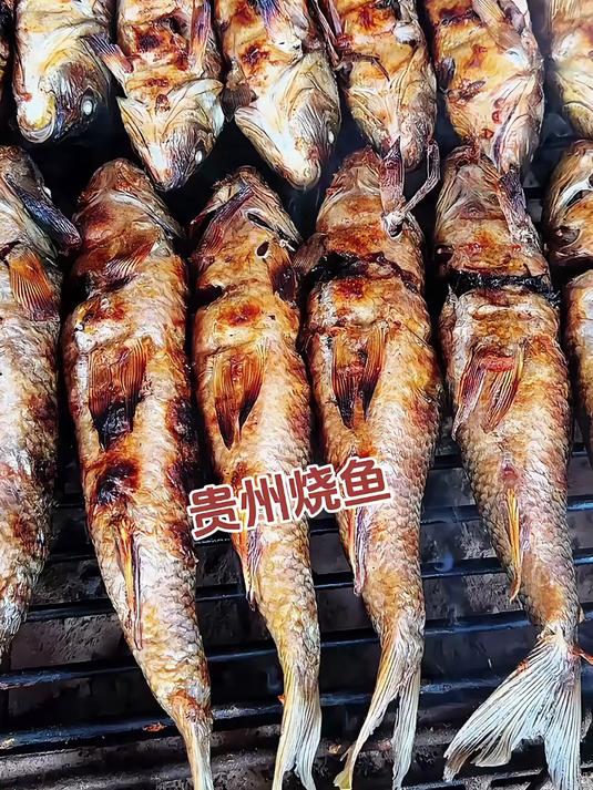 贵州街边20一条的烧鱼不去内脏和鱼鳞 配上野菜老下饭了