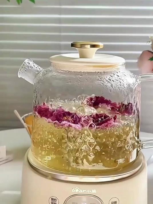 小熊全玻璃养生壶,家用多功能恒温烧水壶煮茶器!