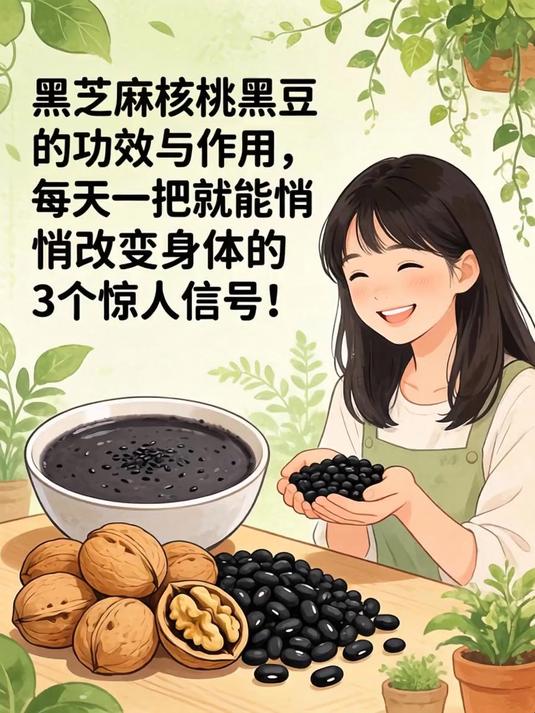 黑芝麻核桃黑豆的功效与作用，每天一把就能悄悄改变身体的3个惊人信号！
