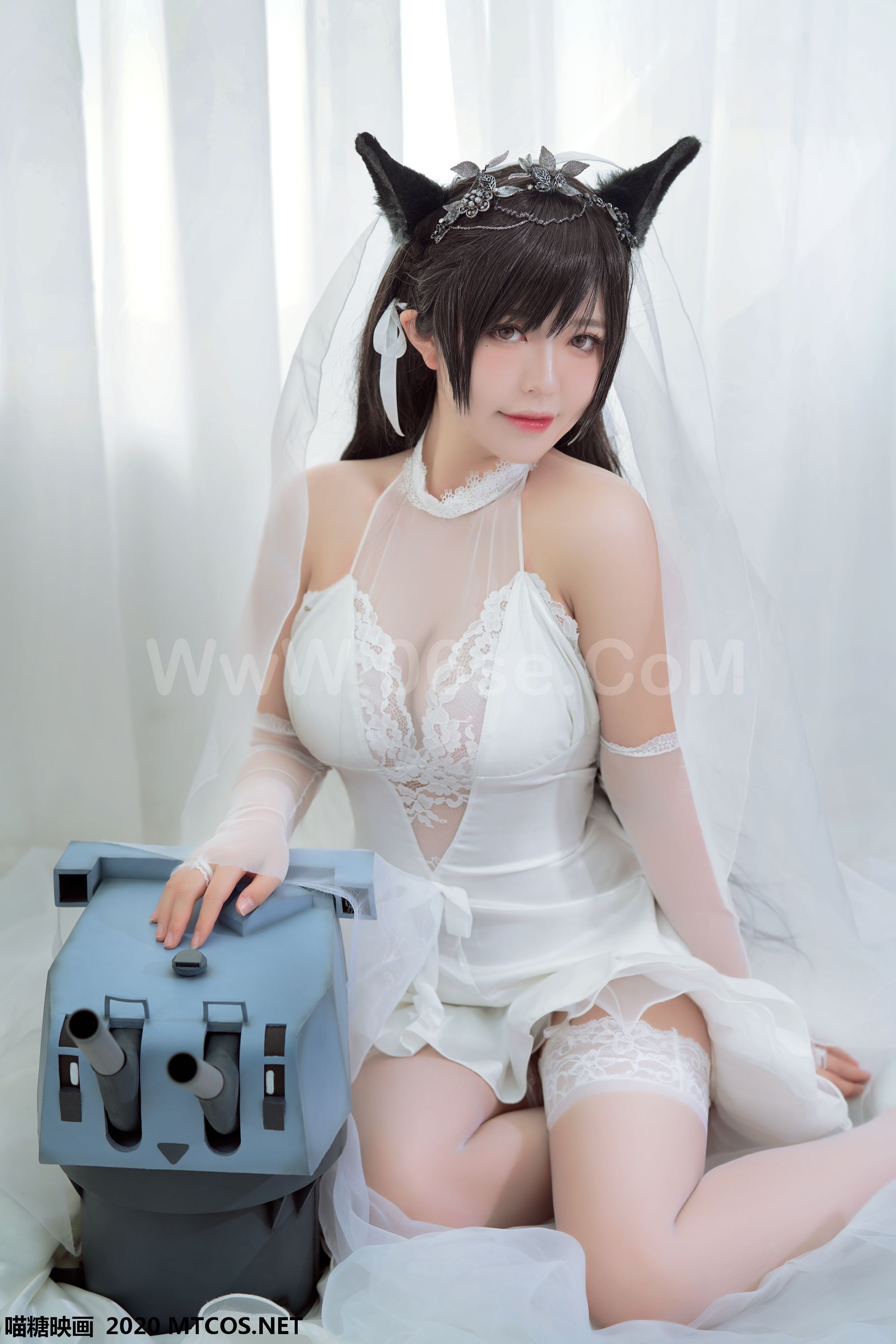 图片[3]-[MTCos] 喵糖映画 Vol.115 半半子 婚纱爱宕-六色网