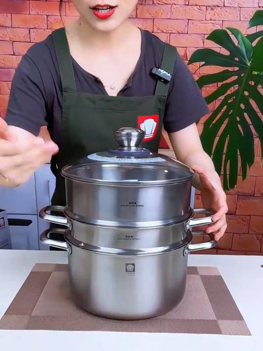 家用316不锈钢蒸锅,材质安全耐高温,蒸鱼蒸菜超方便!