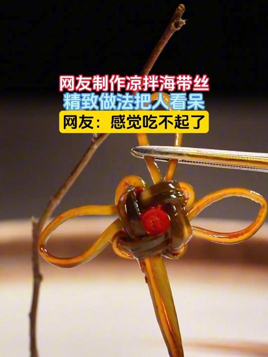 网友制作凉拌海带丝,精致做法把人看呆,网友:感觉吃不起了