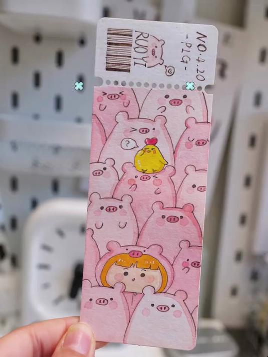 钢笔淡彩书签|水彩猪猪可爱插画绘画教程