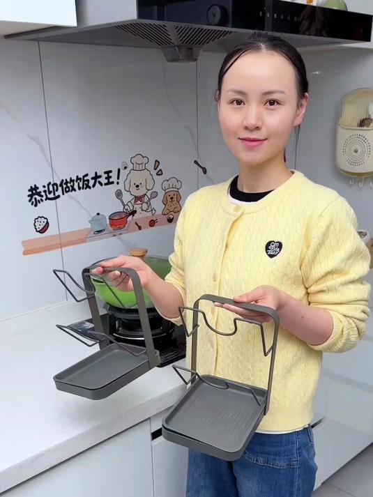 新款厨房双层锅盖架支架免安装置物架家用双层收纳菜板架砧板架