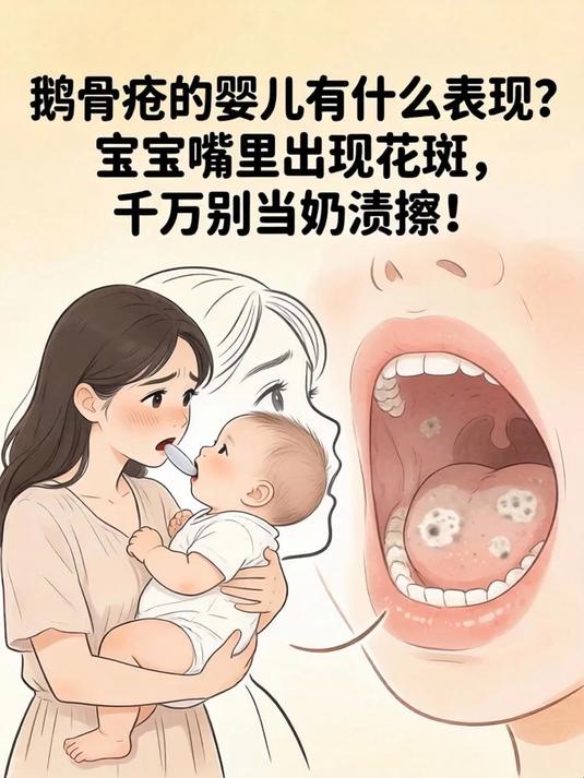鹅口疮的婴儿有什么表现?宝宝嘴里出现白斑,千万别当奶渍擦!