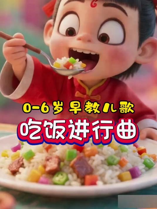 哪吒声控吃炒饭,超火的吃饭儿歌《吃饭进行曲》
