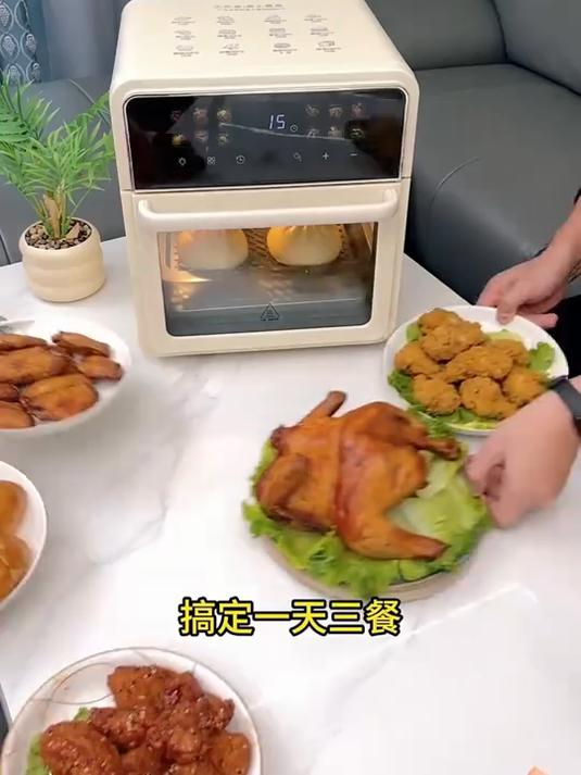 一台烤箱+空气炸锅+干果机+面包机+烧烤机=多功能空气炸锅！