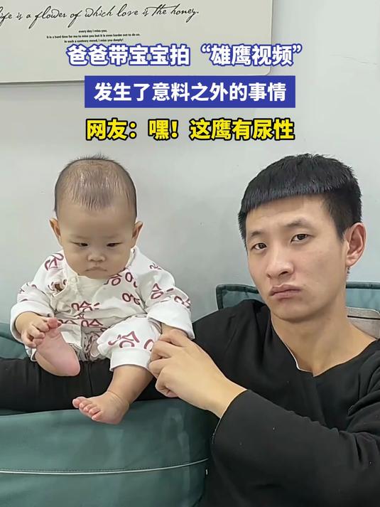 爸爸带宝宝拍“雄鹰视频”，发生了意料之外的事情