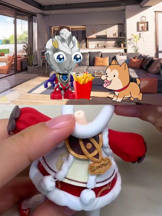 小奥特朋友给小狗吃薯条