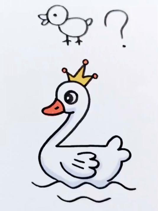 2像小鸭水中游，快跟我一起画画吧