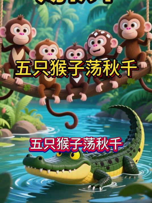 五只猴子荡秋千儿歌