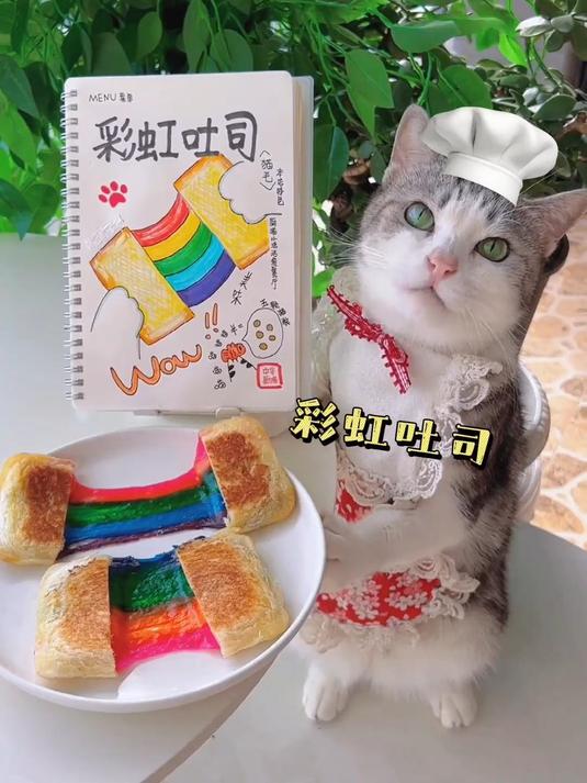 厨猫:自制好看又好吃的彩虹拉丝吐司!