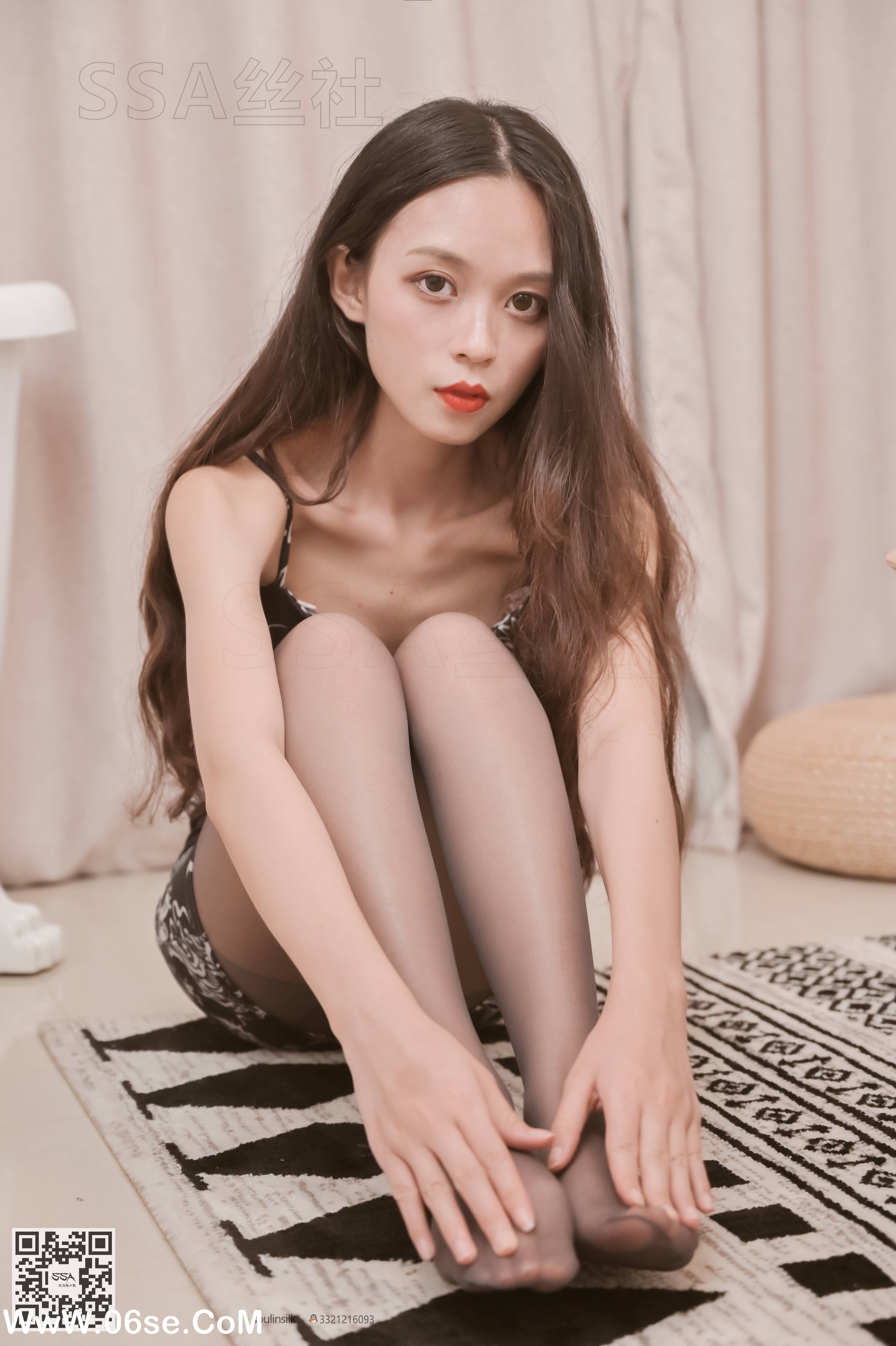 图片[99]-[SSA丝社] NO.105 西西 腿模西西超短旗袍灰丝脱丝特写[153P1.04G]-六色网
