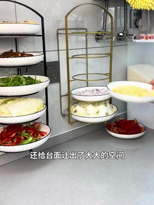 厨房台面解放计划!用这个多层置物架,备菜收纳井然有序