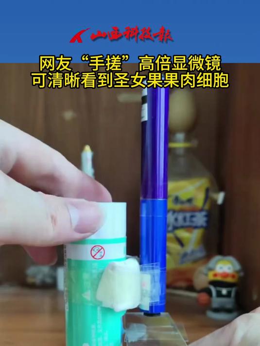 这也能“手搓”?网友自制显微镜,放大观察圣女果果肉细胞