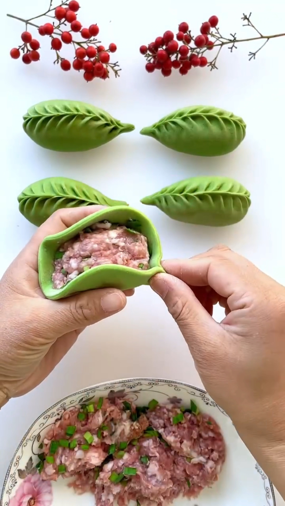 柳叶包子慢动作手法