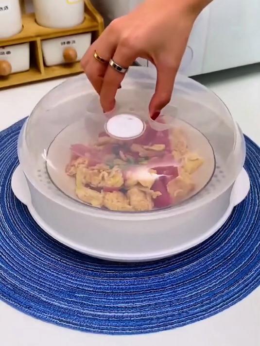 微波炉专用加热蒸笼 圆形带盖加热饭菜馒头蒸盒