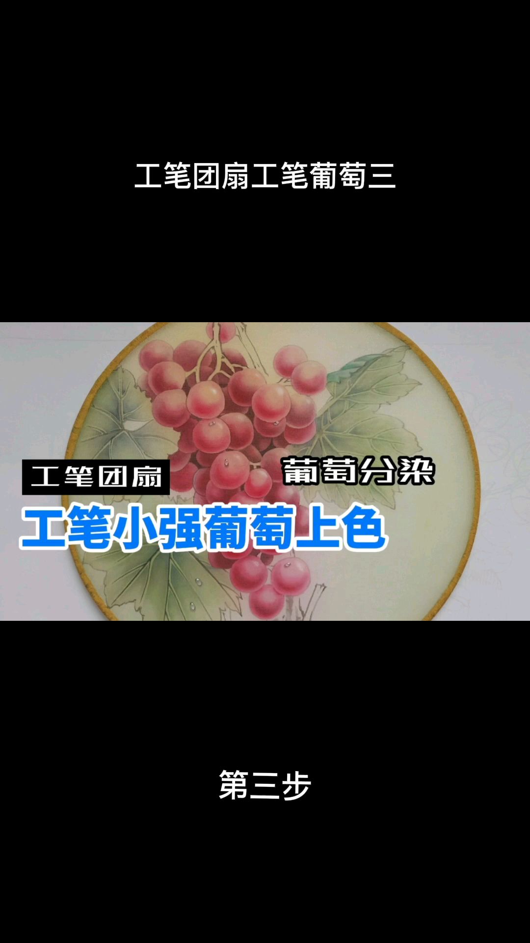 团扇:工笔葡萄绘制(第二步)
