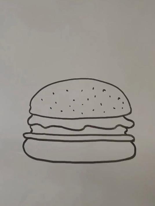 今天来教大家画汉堡