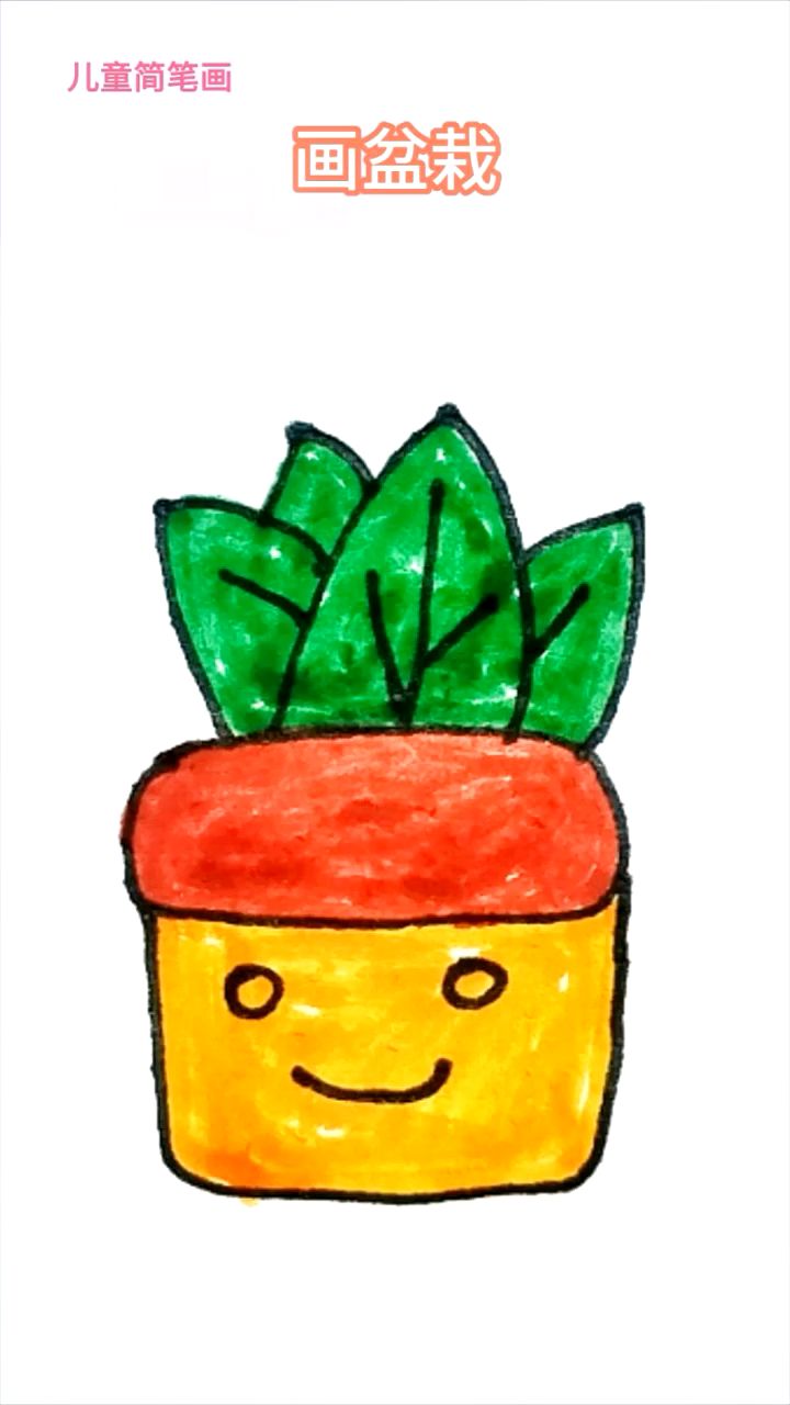 儿童简笔画画盆栽