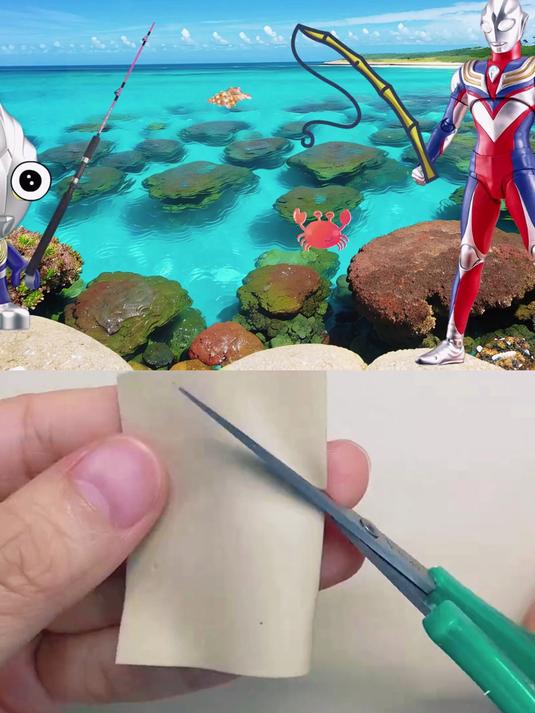 小迪迦跟着爸爸学会了钓鱼