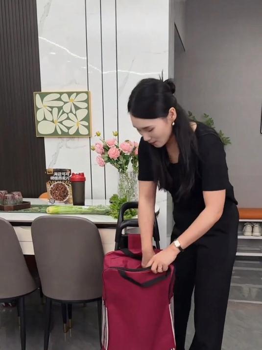 买菜不累!折叠小推车,自带板凳随时歇脚