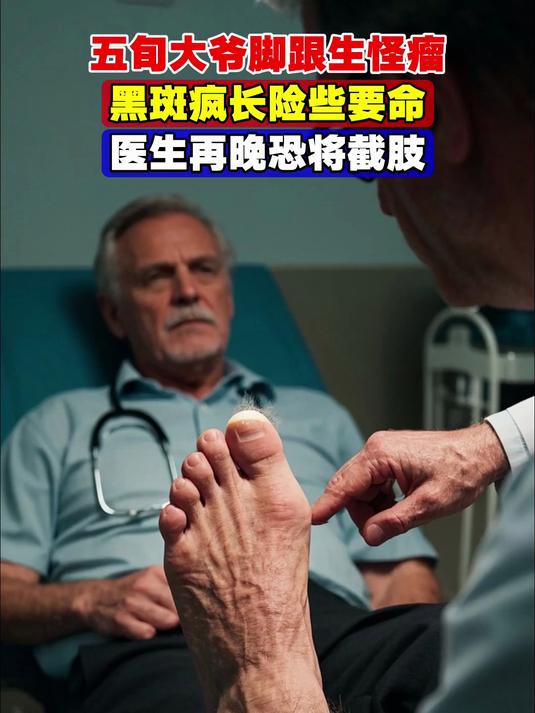 五旬大爷脚跟生怪瘤，黑斑疯长险些要命，医生：再晚恐将截肢