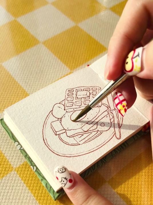 水彩小画美味营养早餐画起来