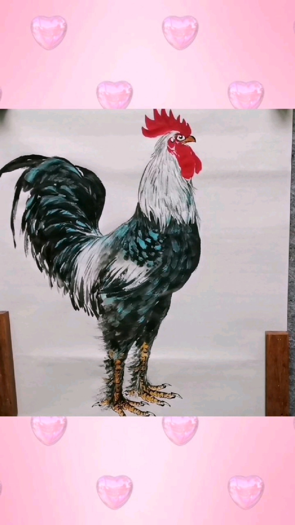 王兴民国画公鸡:雄鸡绘画过程