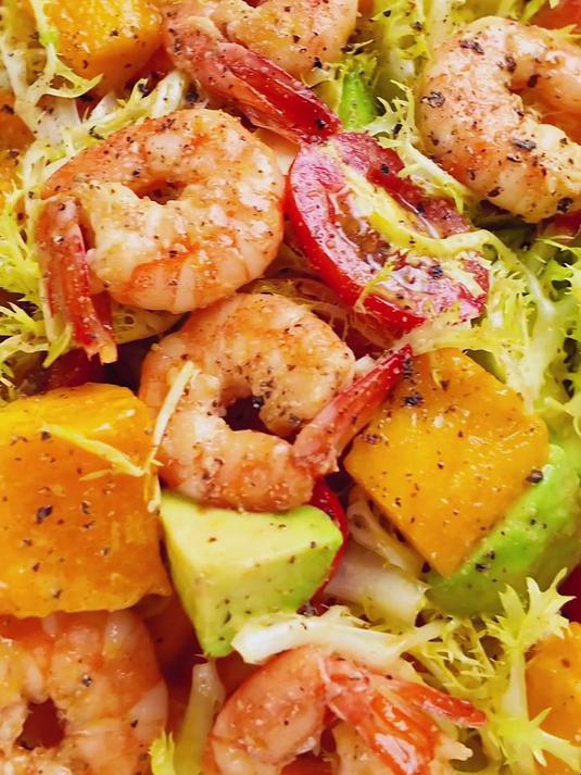 兰花蟹 虾仁水果沙拉 真的太满足