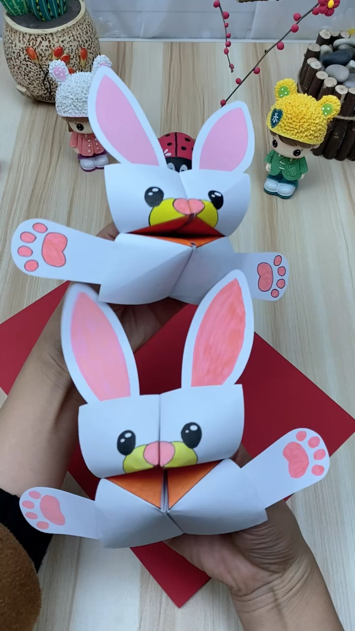 兔年折一只会说话的可爱小兔子吧,好玩又有趣!#小兔子折纸 #亲子手工 #折纸