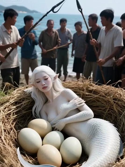 美人鱼生孩子缺水了她的孩子真可爱啊