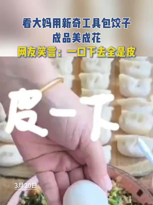 看大妈用新奇工具包饺子,成品美成花,网友笑言:一口下去全是皮