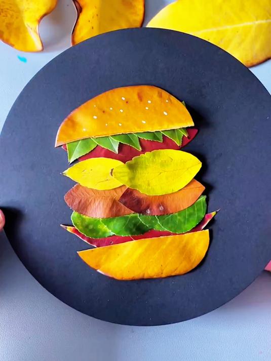 用树叶做汉堡包