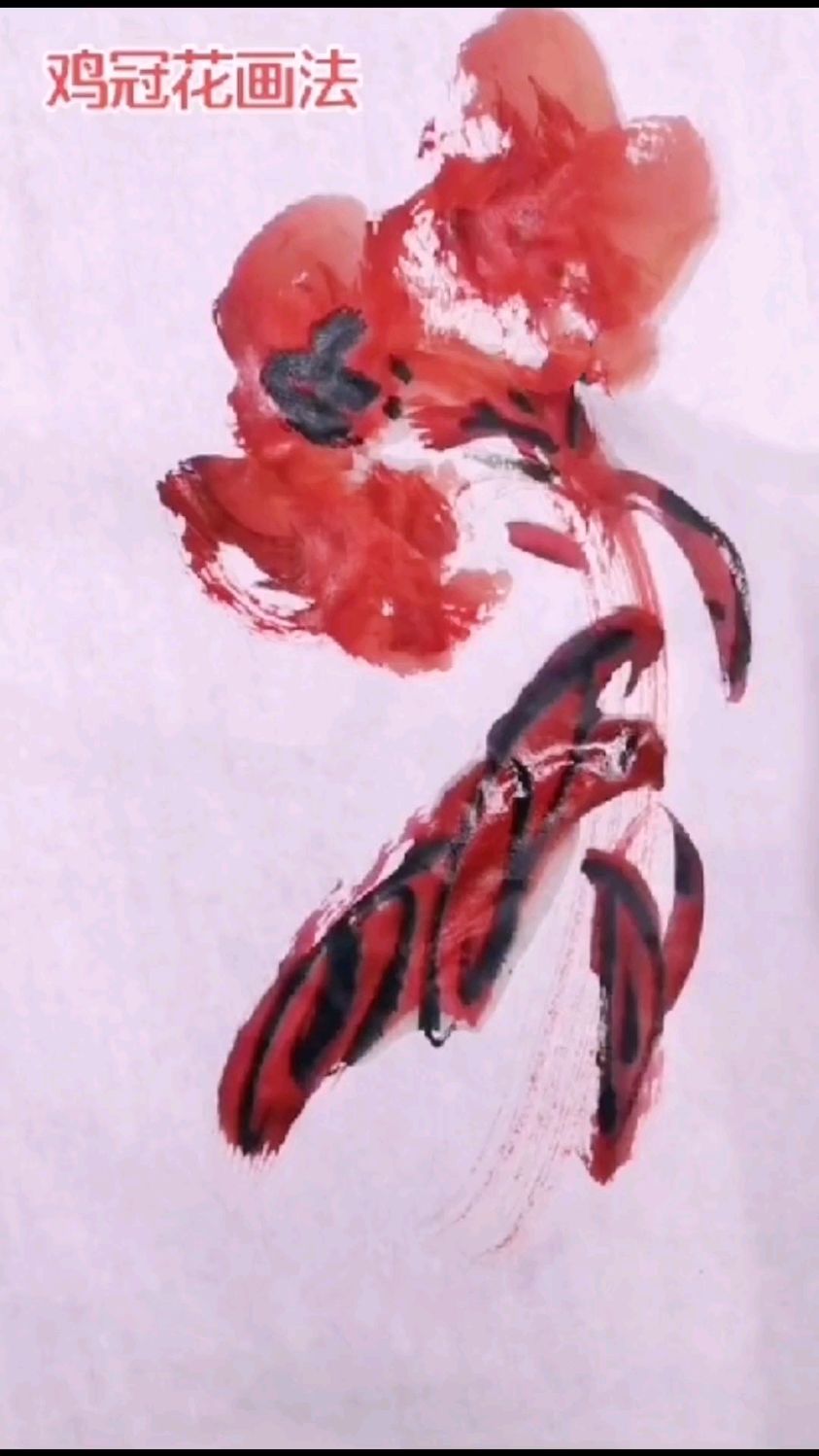 墨豪写意鸡冠花画法