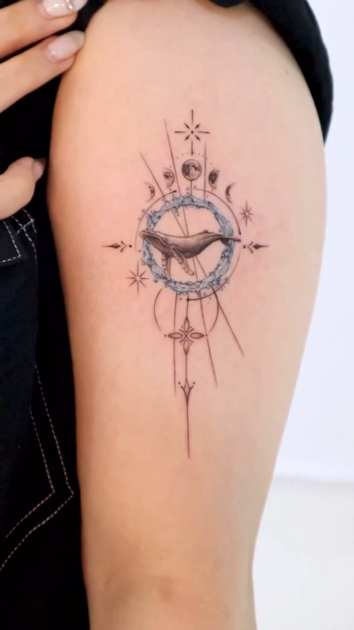 北京纹身/女生手臂鲸鱼纹身