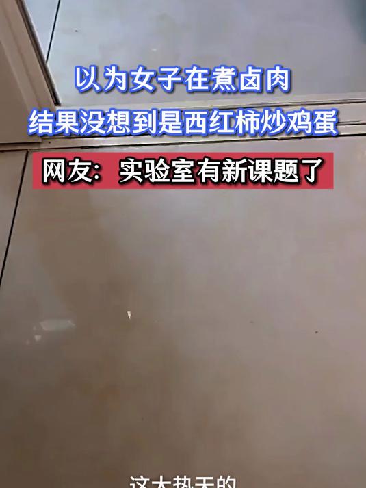 以为女子在煮卤肉，结果没想到是西红柿炒鸡蛋，网友：实验室有新课题了