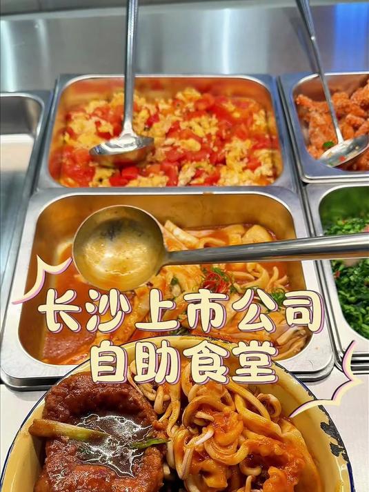 长沙食堂员工餐太卷了！捞汁猪排 + 牛肉鱿鱼，盖浇饭豪华到哭～