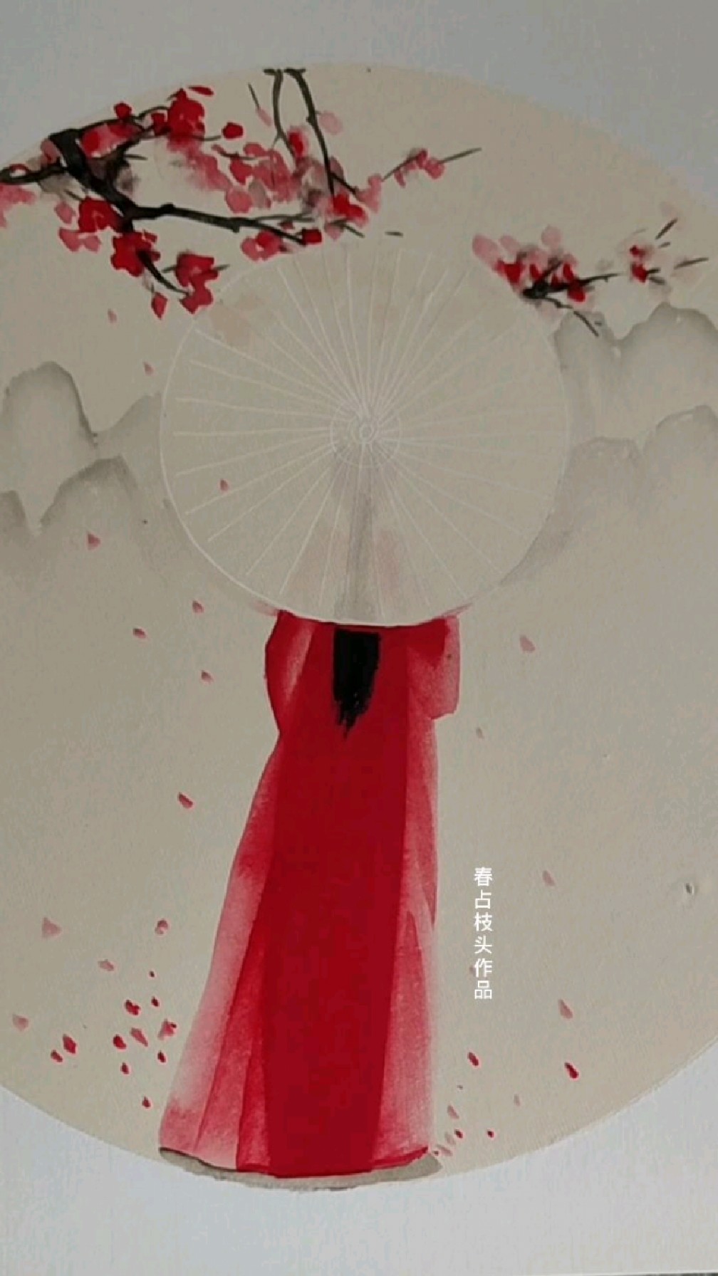 打伞古风美女,一起画吧!