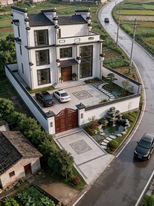 幑派建筑中式马头墙自建房设计#农村自建房##徽派建筑风#