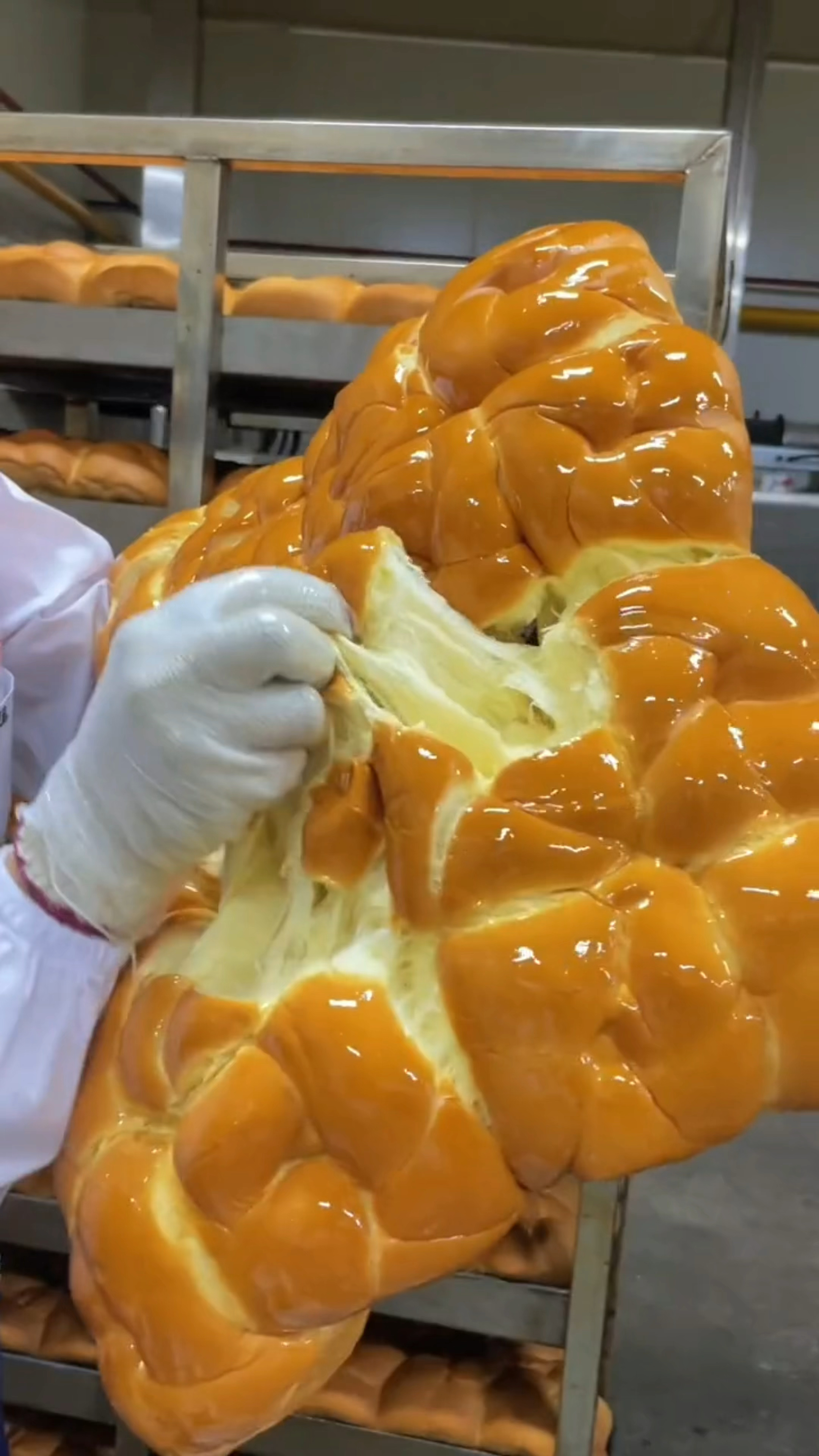 细软的手撕老面包烤出来了,拥有奶香的味道,朋友们放心品尝