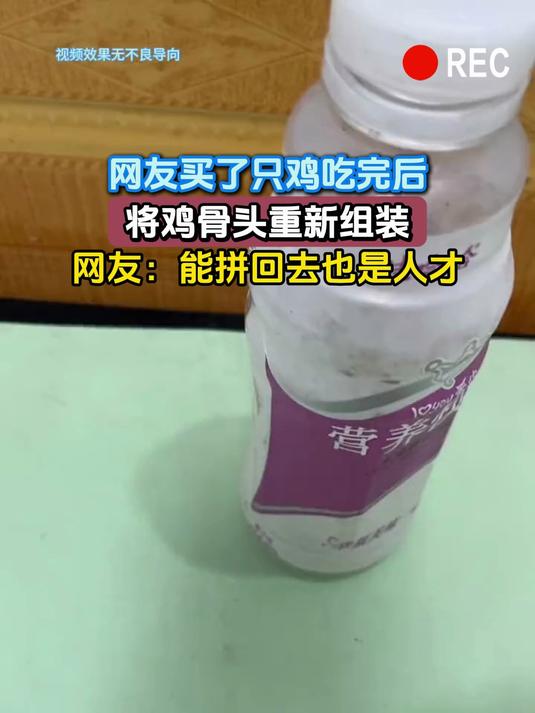 网友买了只鸡吃完后,将鸡骨头重新组装,网友:能拼回去也是人才