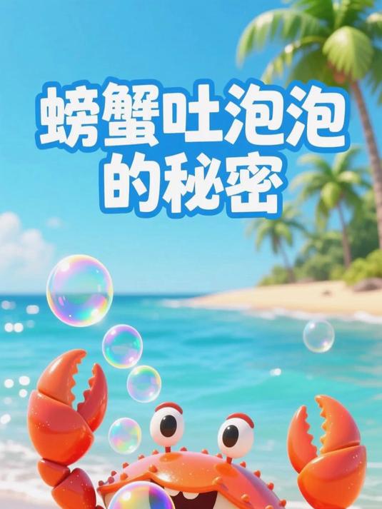 《螃蟹为什么要吐泡泡》小朋友们，好奇螃蟹为啥吐泡泡吗？