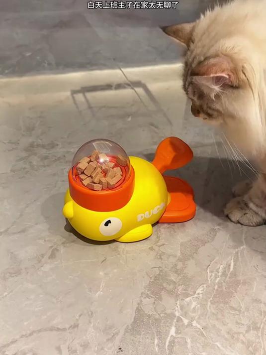 宠物自动喂食器 小黄鸭网红漏食玩具