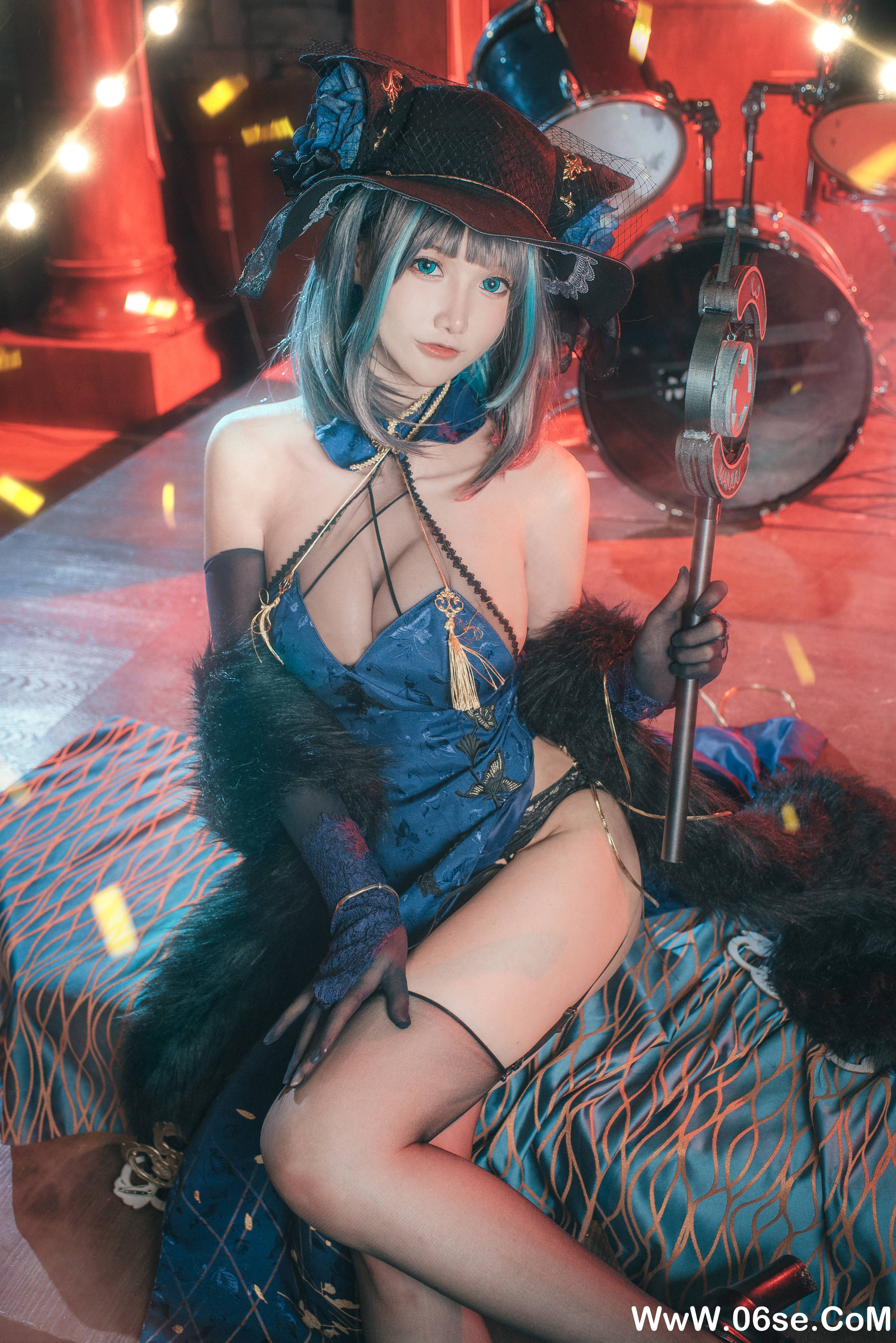 仙九Airi NO.017 — 柴郡旗袍 [22P369M]-六色网