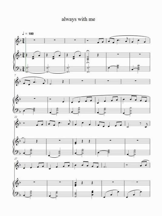 always with me 小提琴钢琴钢琴谱简谱五