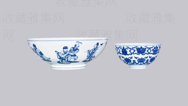 民国青花八仙图和八宝纹碗 成交价 RMB 5,750