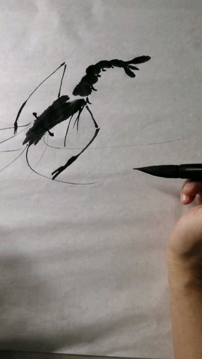 水墨画齐白石的虾