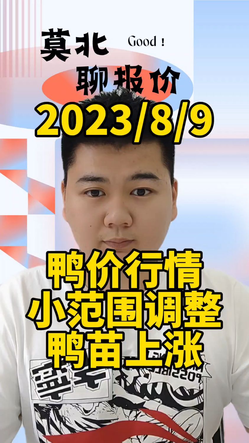 8月9日,鸭价行情出来了,今日鸭苗报价,北方上涨1毛,南方各地区上涨1-2毛