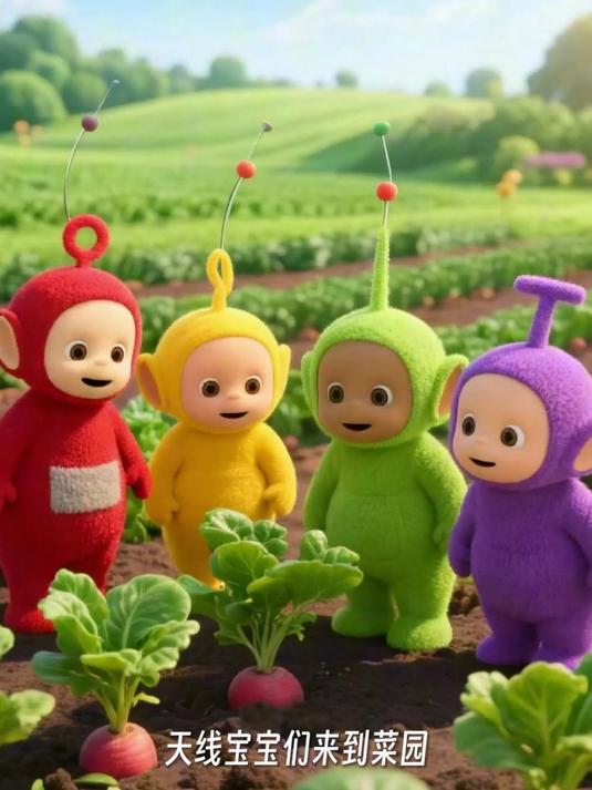天线宝宝在菜地里拔萝卜